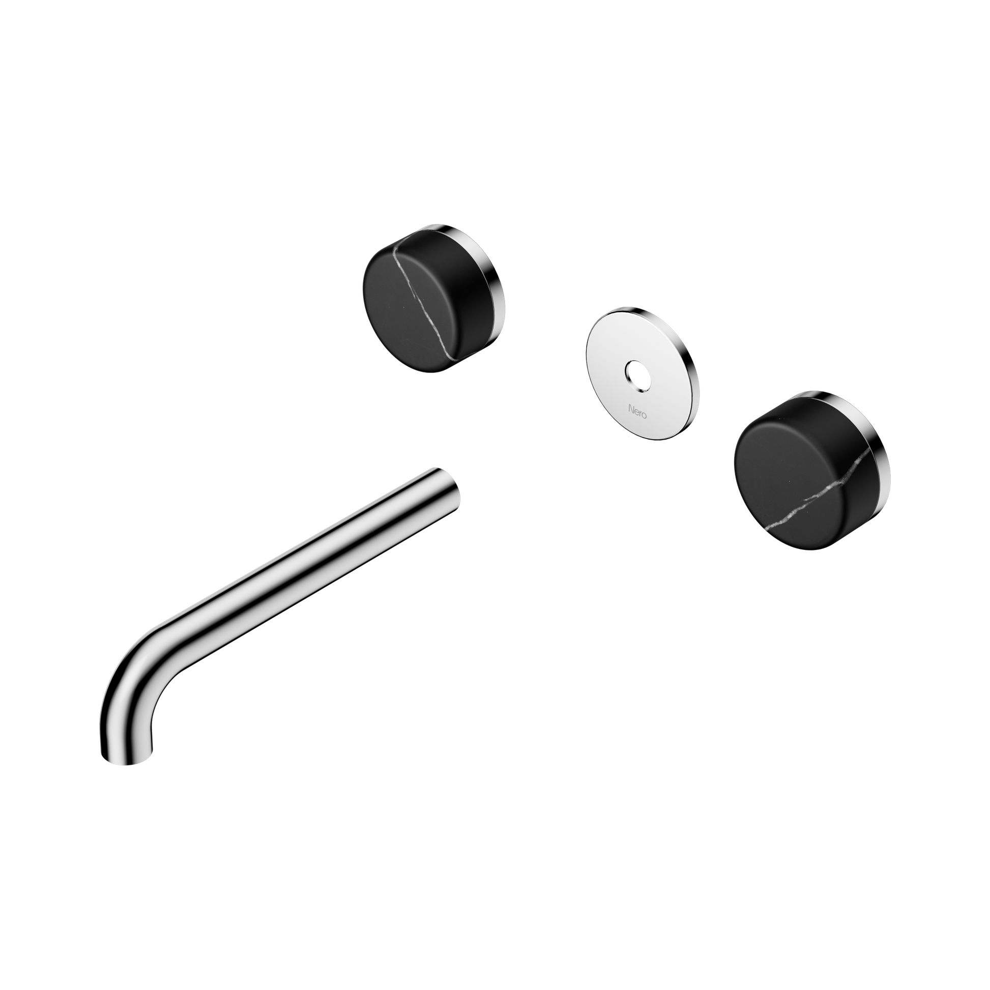 Nero Serenity Wall Basin Set 185mm Spout With Marquina Black Handle Trim Kit Only, Chrome