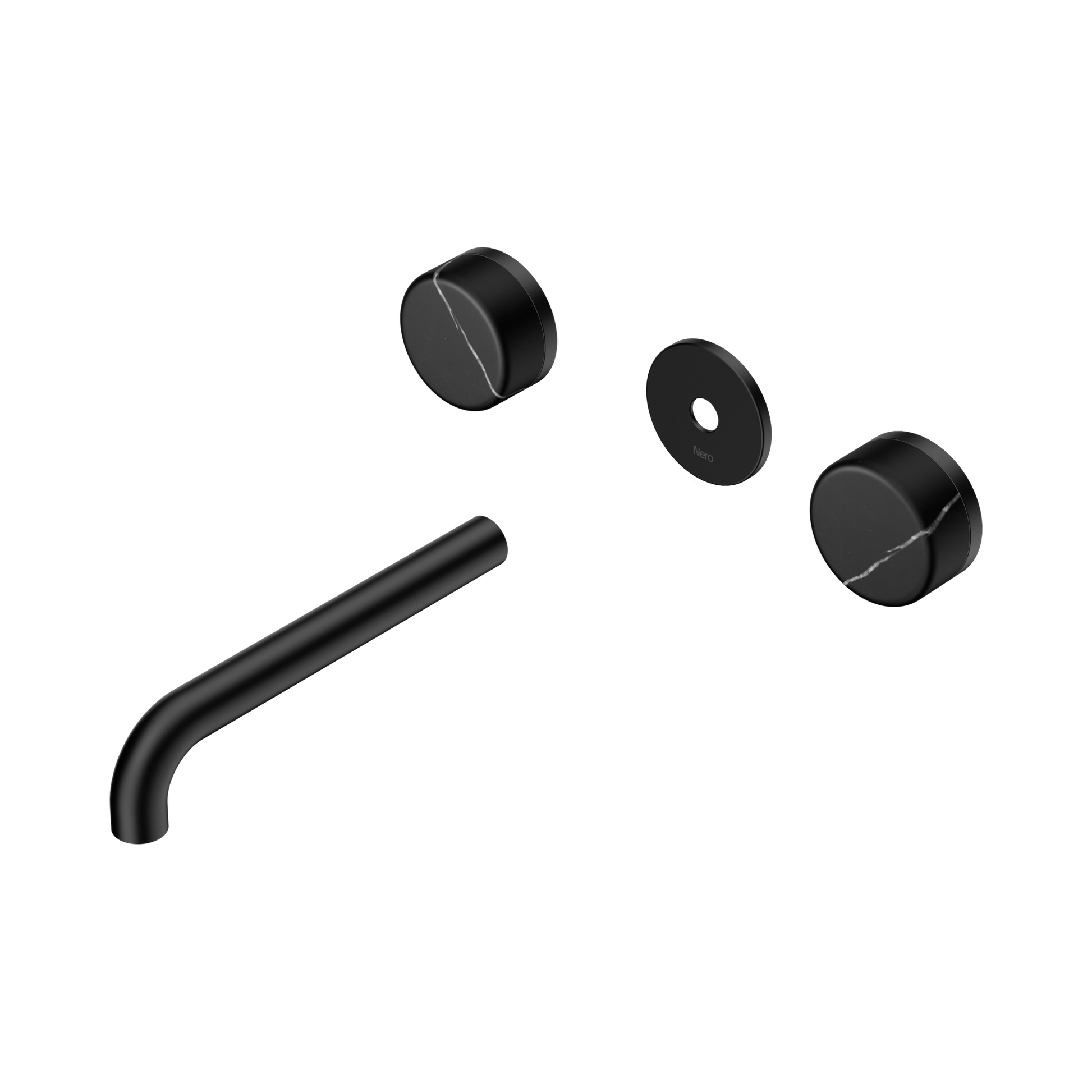 Nero Serenity Wall Basin Set 185mm Spout With Marquina Black Handle Trim Kit Only, Matte Black