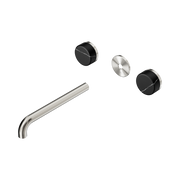 Nero Serenity Wall Basin Set 220mm Spout With Marquina Black Handle Trim Kit Only, Brushed Nickel