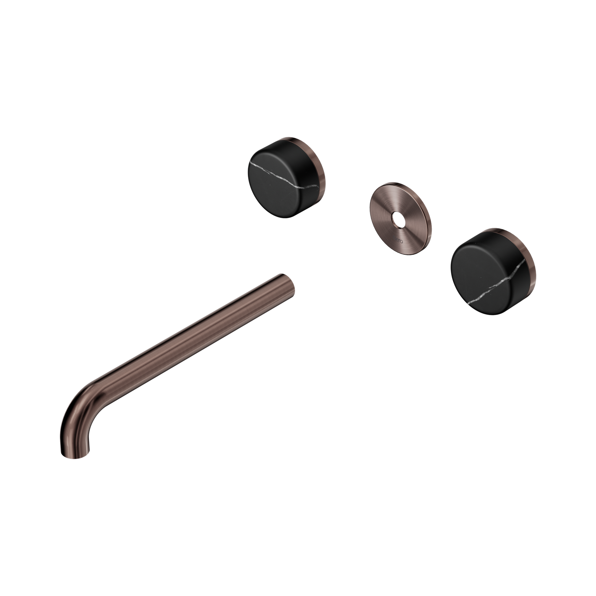 Nero Serenity Wall Basin Set 220mm Spout With Marquina Black Handle Trim Kit Only, Brushed Bronze