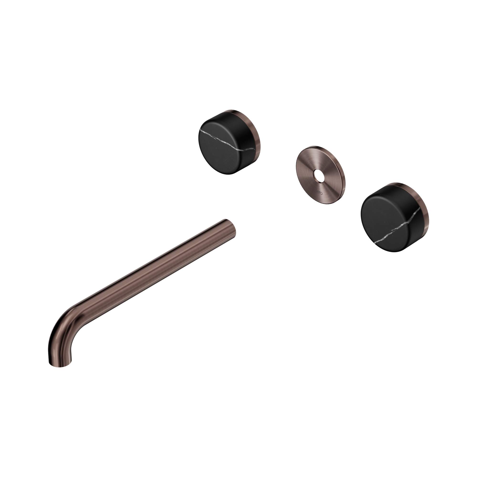 Nero Serenity Wall Basin Set 220mm Spout With Marquina Black Handle Trim Kit Only, Brushed Bronze