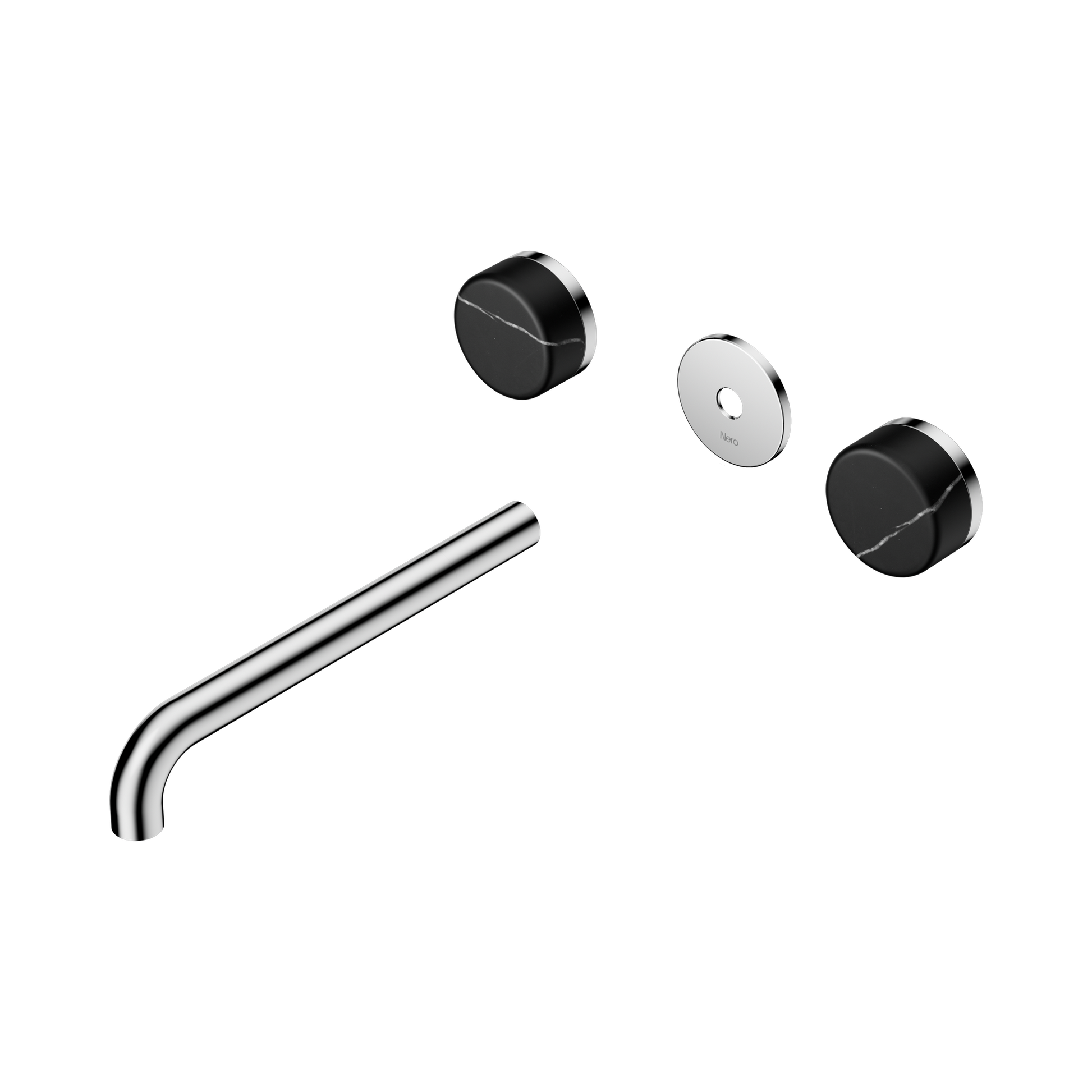 Nero Serenity Wall Basin Set 220mm Spout With Marquina Black Handle Trim Kit Only, Chrome