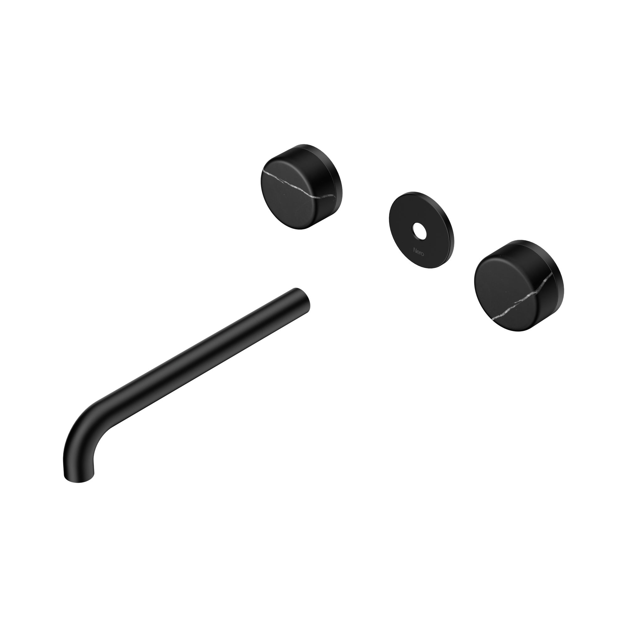 Nero Serenity Wall Basin Set 220mm Spout With Marquina Black Handle Trim Kit Only, Matte Black