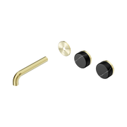 Nero Serenity Wall Basin Set 160mm Offset Spout With Marquina Black Handle Trim Kit Only, Brushed Gold