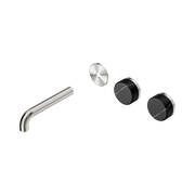 Nero Serenity Wall Basin Set 160mm Offset Spout With Marquina Black Handle Trim Kit Only, Brushed Nickel