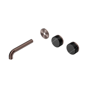 Nero Serenity Wall Basin Set 160mm Offset Spout With Marquina Black Handle Trim Kit Only, Brushed Bronze