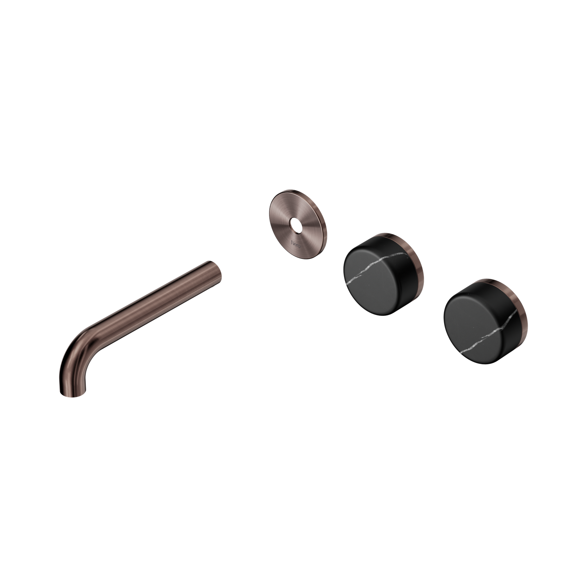 Nero Serenity Wall Basin Set 160mm Offset Spout With Marquina Black Handle Trim Kit Only, Brushed Bronze