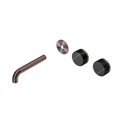 Nero Serenity Wall Basin Set 160mm Offset Spout With Marquina Black Handle Trim Kit Only, Brushed Bronze