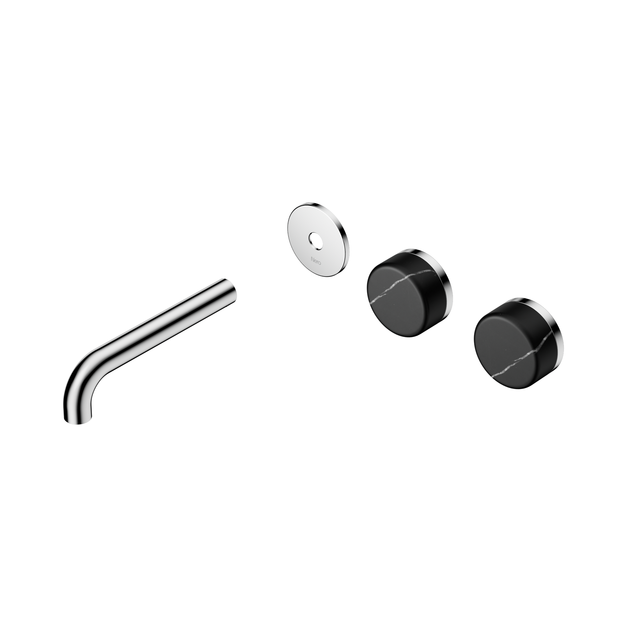 Nero Serenity Wall Basin Set 160mm Offset Spout With Marquina Black Handle Trim Kit Only, Chrome