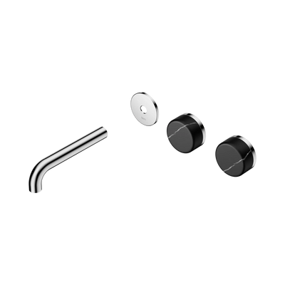 Nero Serenity Wall Basin Set 160mm Offset Spout With Marquina Black Handle Trim Kit Only, Chrome