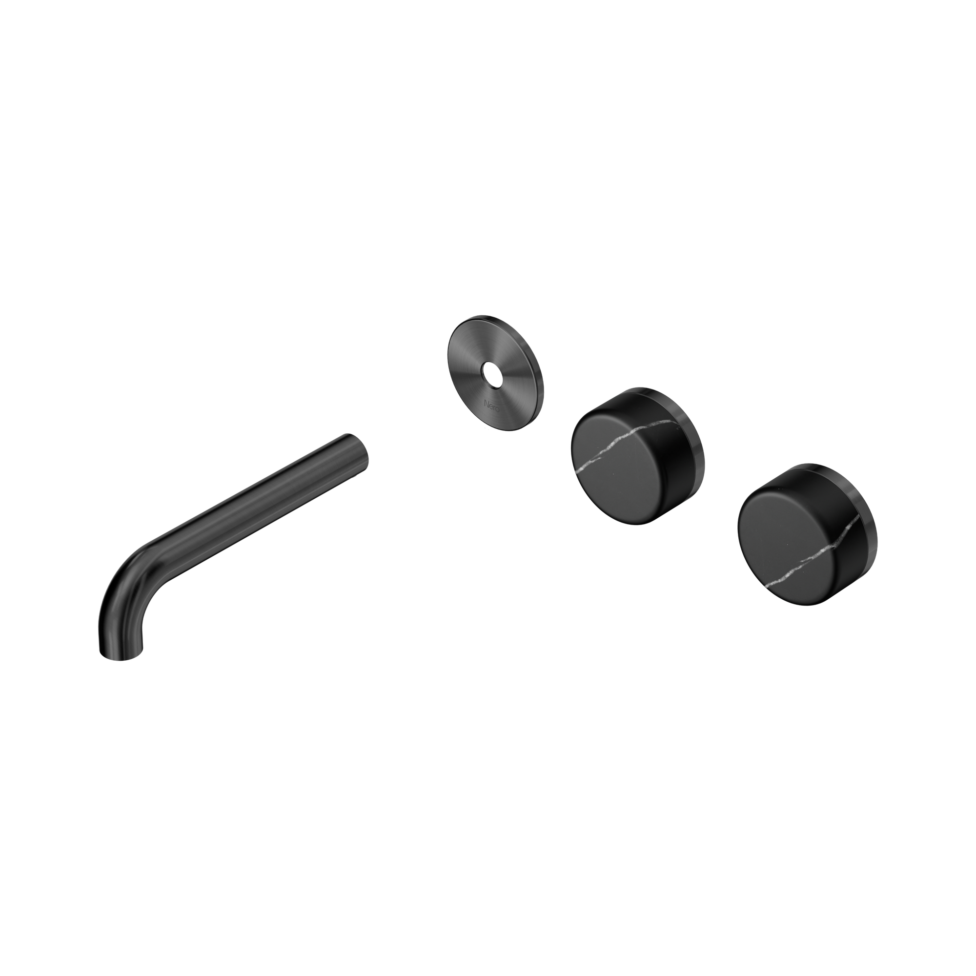 Nero Serenity Wall Basin Set 160mm Offset Spout With Marquina Black Handle Trim Kit Only, Gun Metal