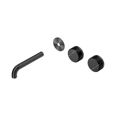 Nero Serenity Wall Basin Set 160mm Offset Spout With Marquina Black Handle Trim Kit Only, Gun Metal