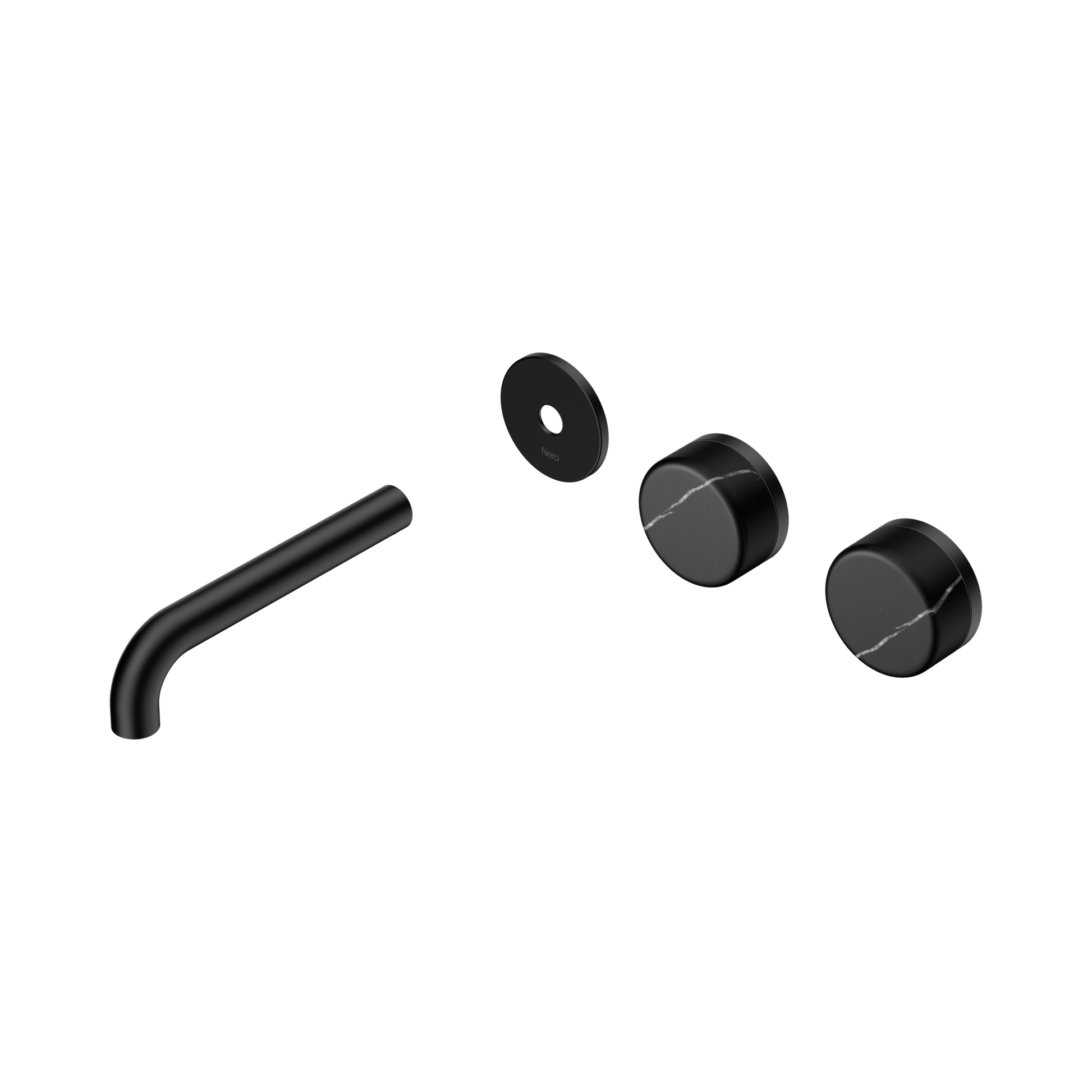 Nero Serenity Wall Basin Set 160mm Offset Spout With Marquina Black Handle Trim Kit Only, Matte Black