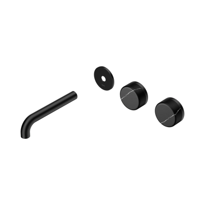 Nero Serenity Wall Basin Set 160mm Offset Spout With Marquina Black Handle Trim Kit Only, Matte Black