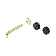 Nero Serenity Wall Basin Set 185mm Offset Spout With Marquina Black Handle Trim Kit Only, Brushed Gold