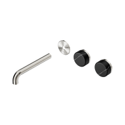 Nero Serenity Wall Basin Set 185mm Offset Spout With Marquina Black Handle Trim Kit Only, Brushed Nickel