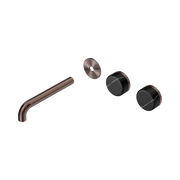 Nero Serenity Wall Basin Set 185mm Offset Spout With Marquina Black Handle Trim Kit Only, Brushed Bronze