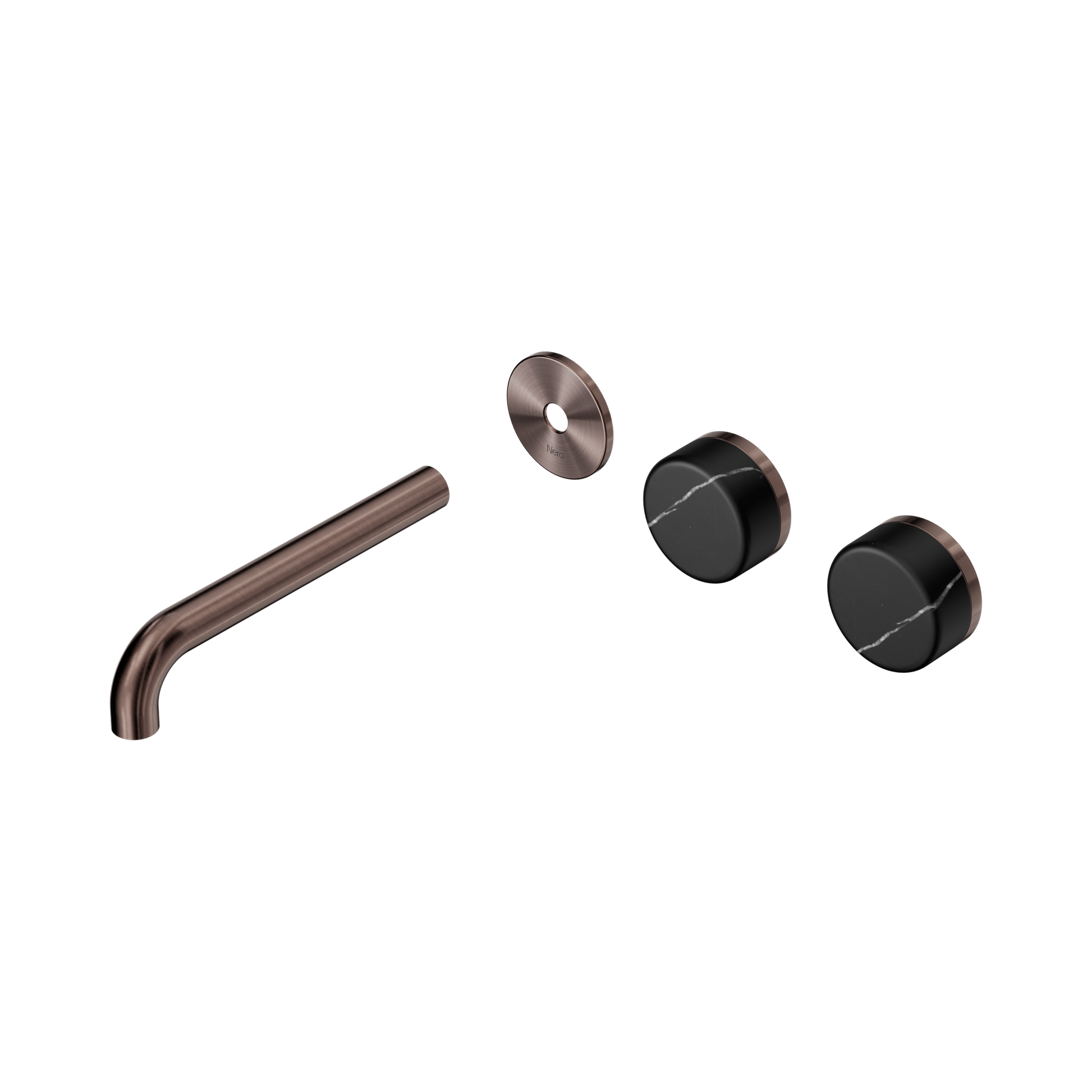 Nero Serenity Wall Basin Set 185mm Offset Spout With Marquina Black Handle Trim Kit Only, Brushed Bronze