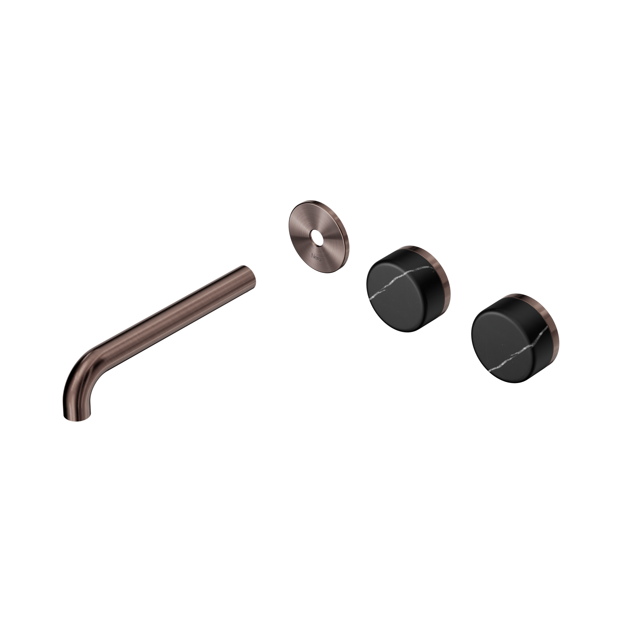 Nero Serenity Wall Basin Set 185mm Offset Spout With Marquina Black Handle Trim Kit Only, Brushed Bronze