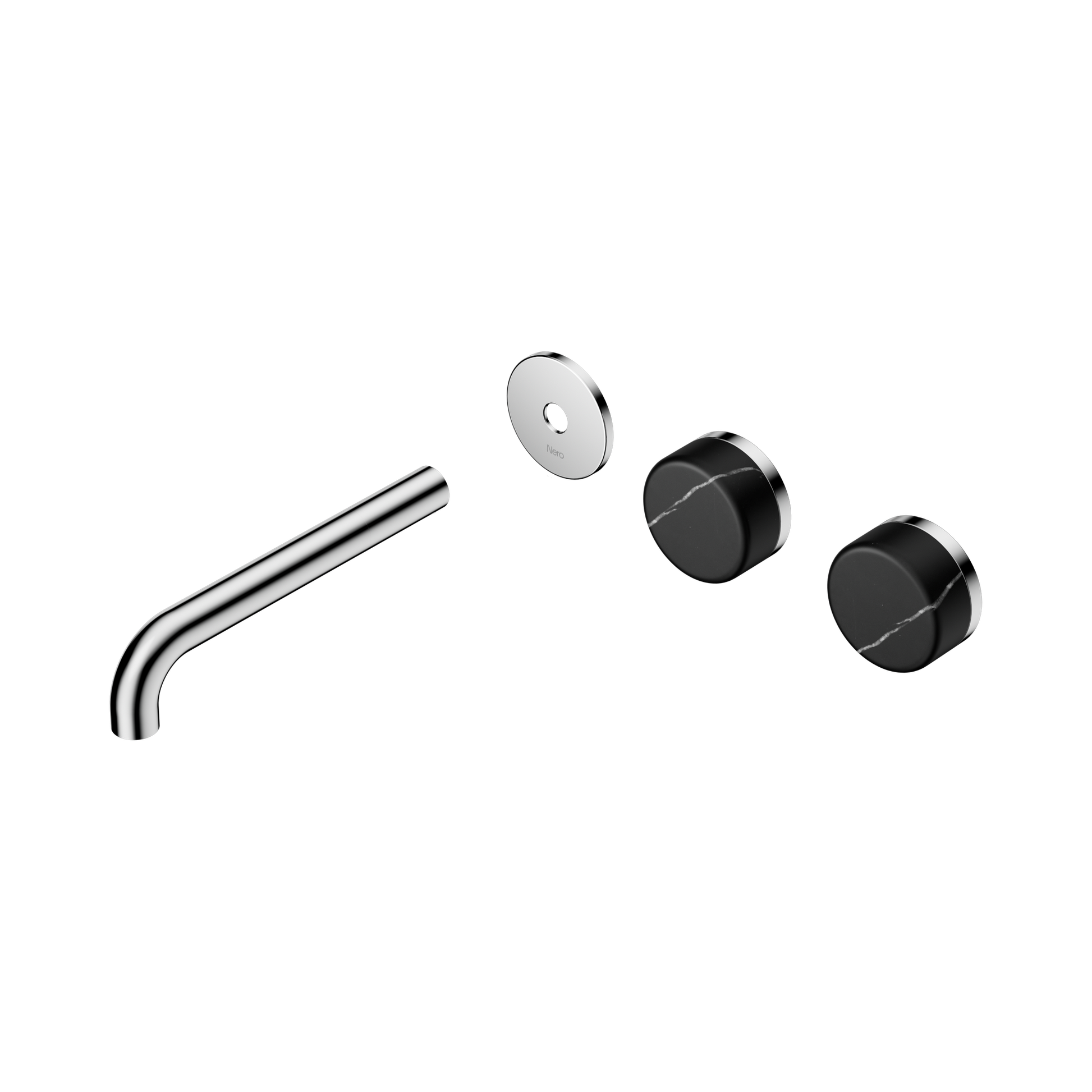 Nero Serenity Wall Basin Set 185mm Offset Spout With Marquina Black Handle Trim Kit Only, Chrome