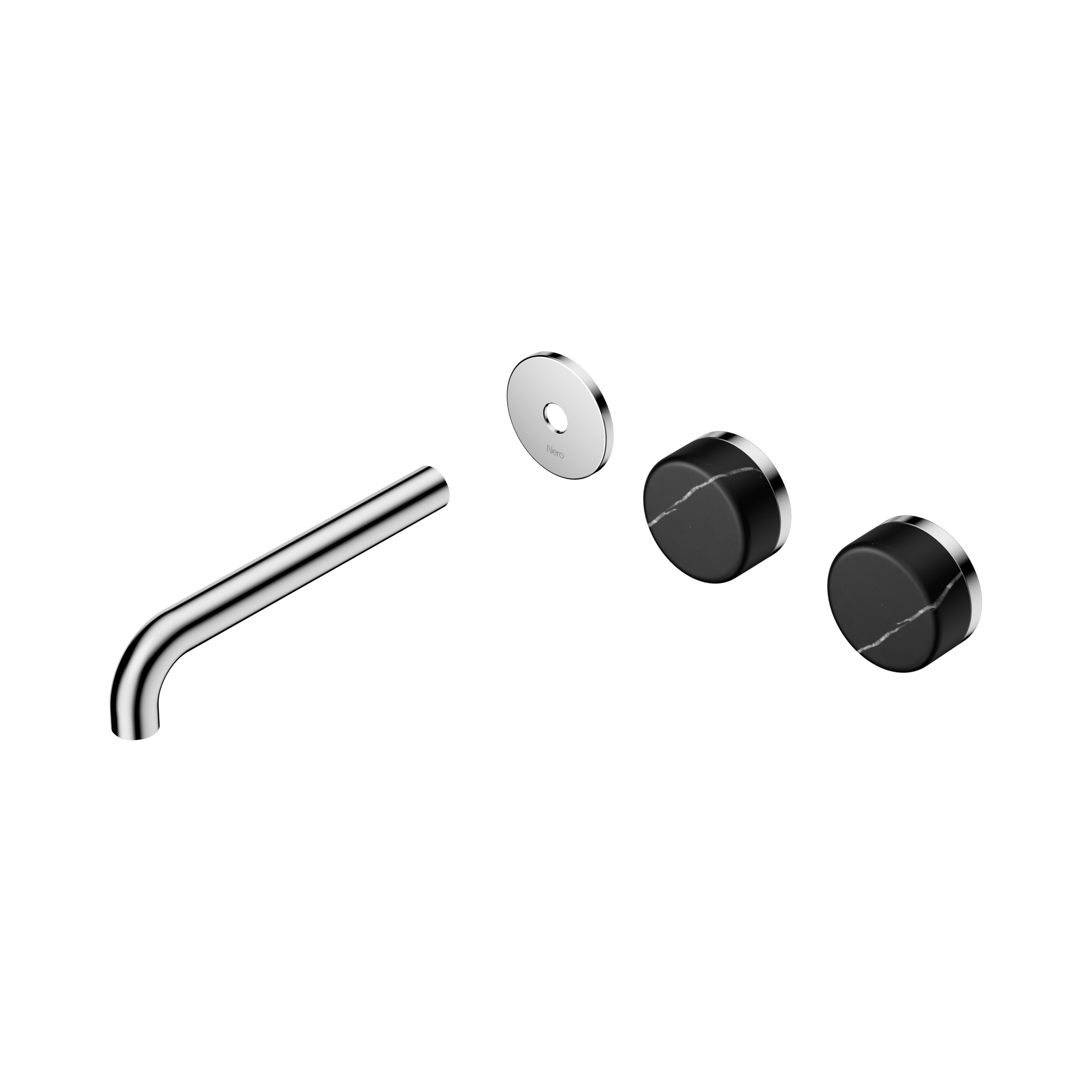 Nero Serenity Wall Basin Set 185mm Offset Spout With Marquina Black Handle Trim Kit Only, Chrome