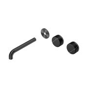 Nero Serenity Wall Basin Set 185mm Offset Spout With Marquina Black Handle Trim Kit Only, Gun Metal