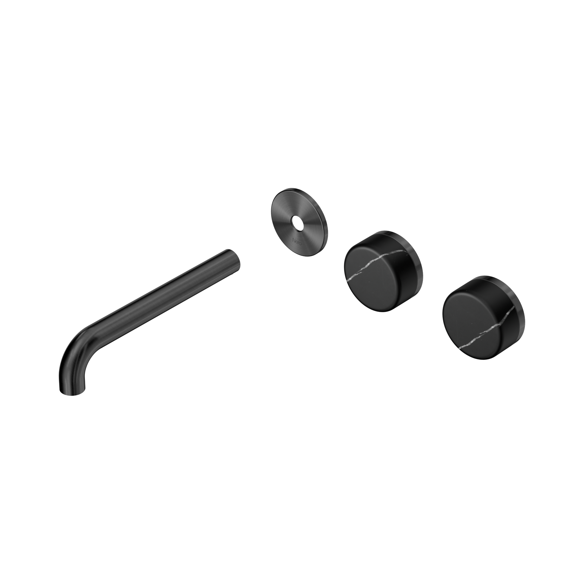 Nero Serenity Wall Basin Set 185mm Offset Spout With Marquina Black Handle Trim Kit Only, Gun Metal