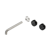 Nero Serenity Wall Basin Set 220mm Offset Spout With Marquina Black Handle Trim Kit Only, Brushed Nickel