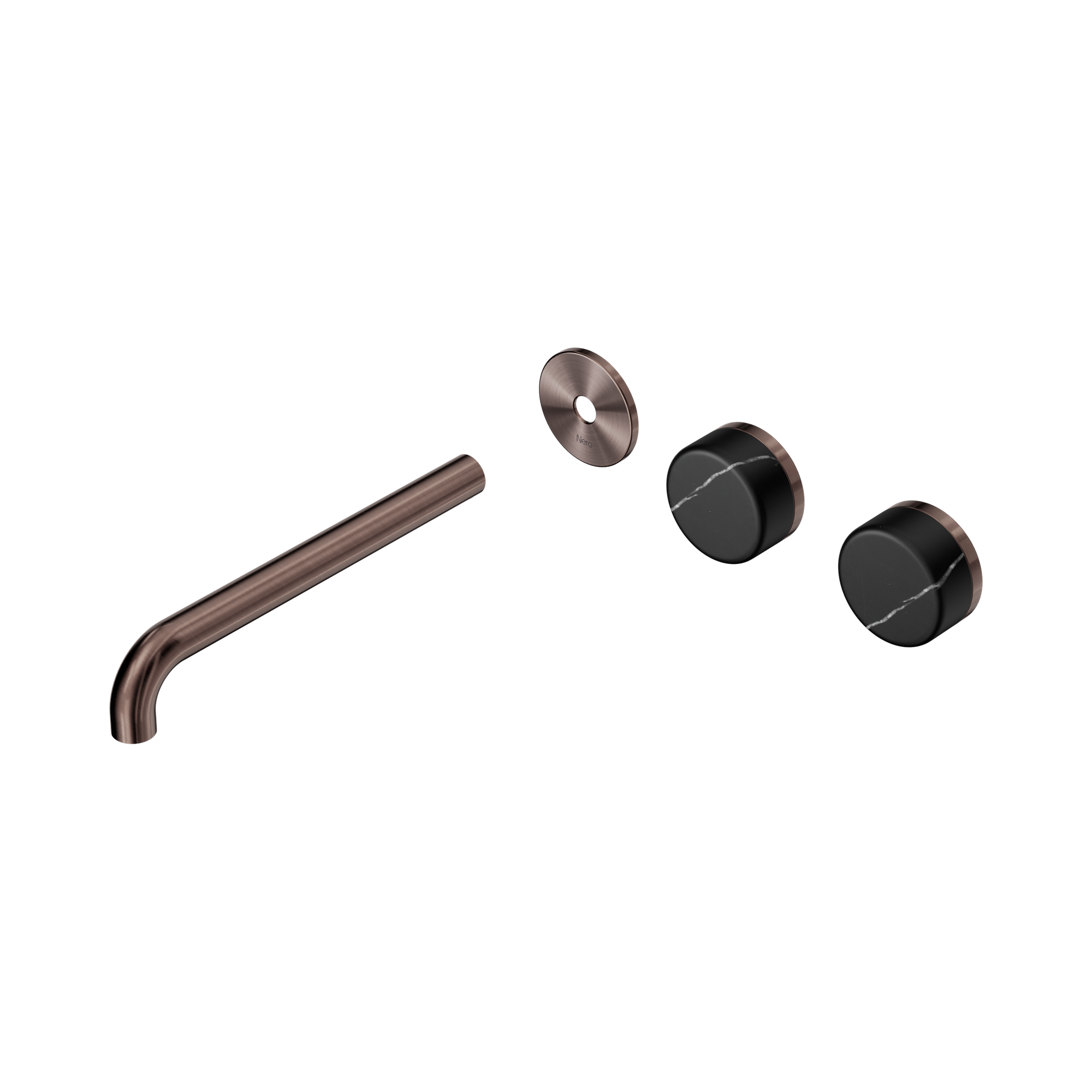 Nero Serenity Wall Basin Set 220mm Offset Spout With Marquina Black Handle Trim Kit Only, Brushed Bronze