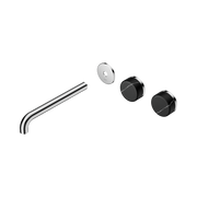 Nero Serenity Wall Basin Set 220mm Offset Spout With Marquina Black Handle Trim Kit Only, Chrome