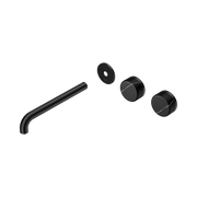 Nero Serenity Wall Basin Set 220mm Offset Spout With Marquina Black Handle Trim Kit Only, Matte Black