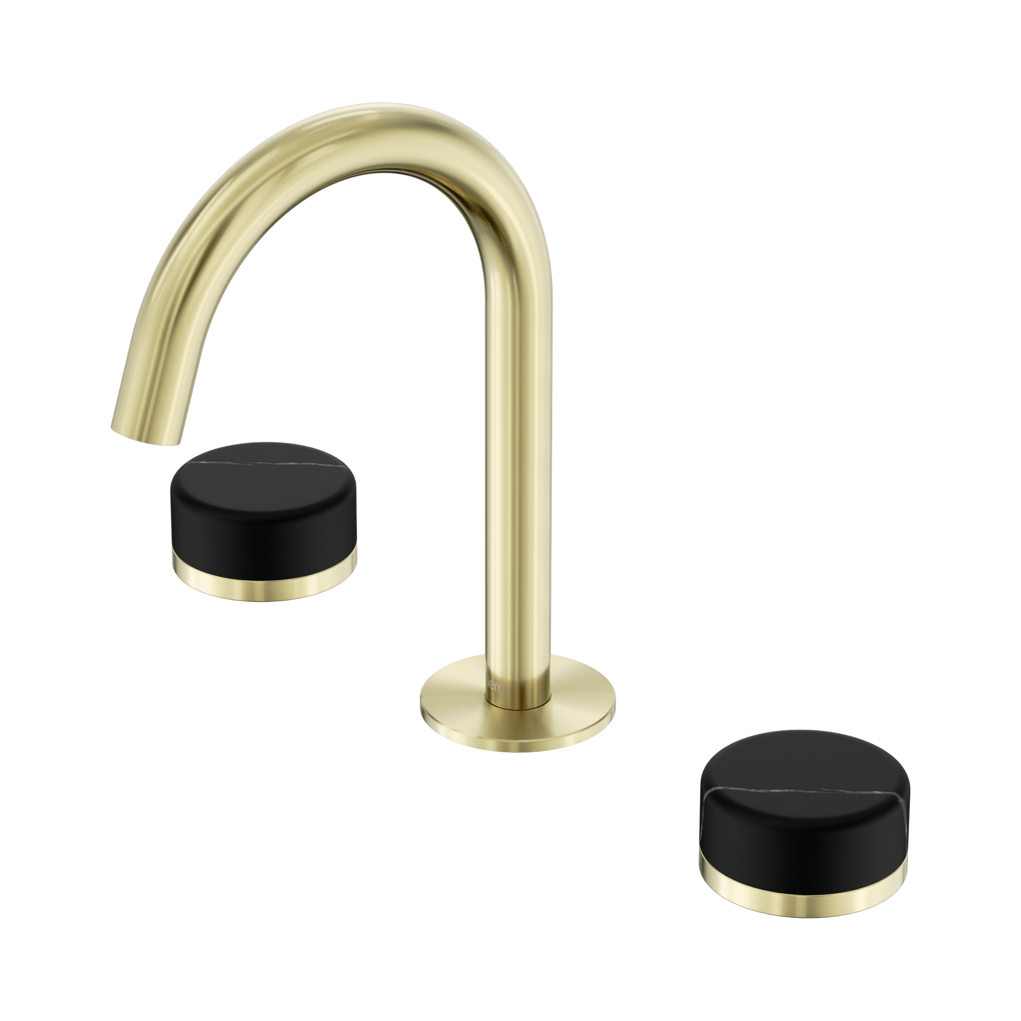 Nero Serenity Basin Set Arc Spout With Marquina Black Handle, Brushed Gold
