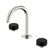 Nero Serenity Basin Set Arc Spout With Marquina Black Handle, Brushed Nickel