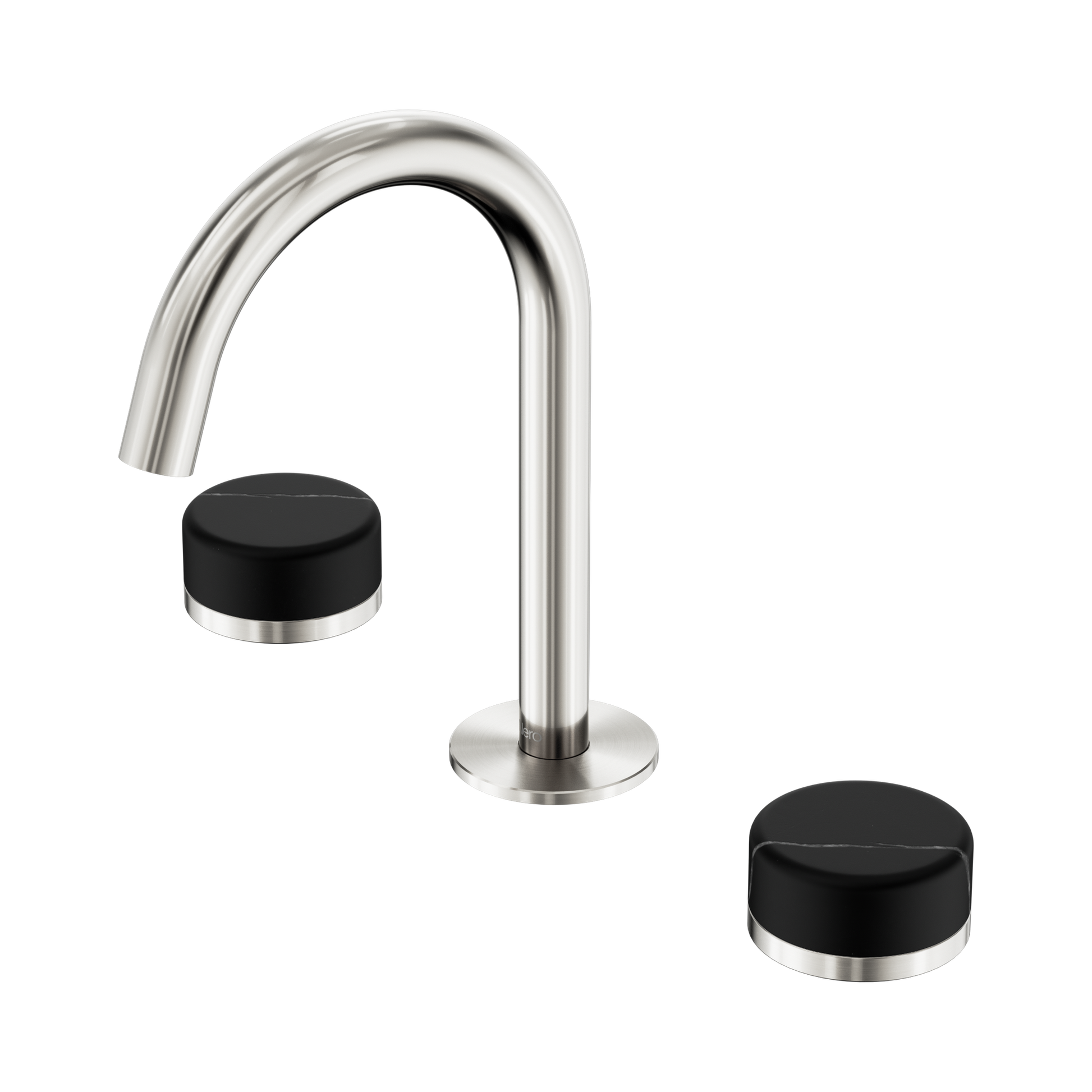 Nero Serenity Basin Set Arc Spout With Marquina Black Handle, Brushed Nickel