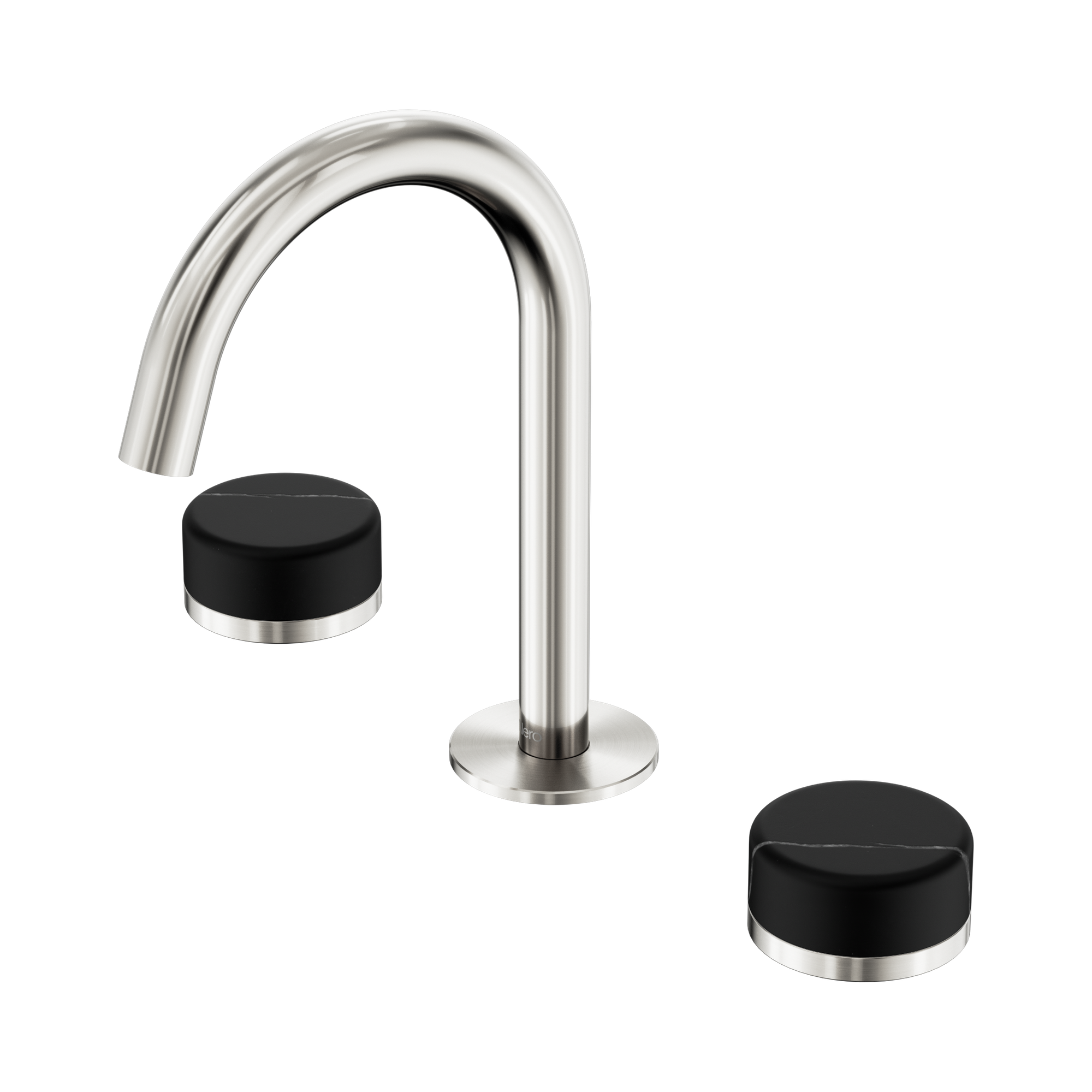 Nero Serenity Basin Set Arc Spout With Marquina Black Handle, Brushed Nickel