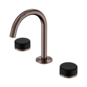 Nero Serenity Basin Set Arc Spout With Marquina Black Handle, Brushed Bronze