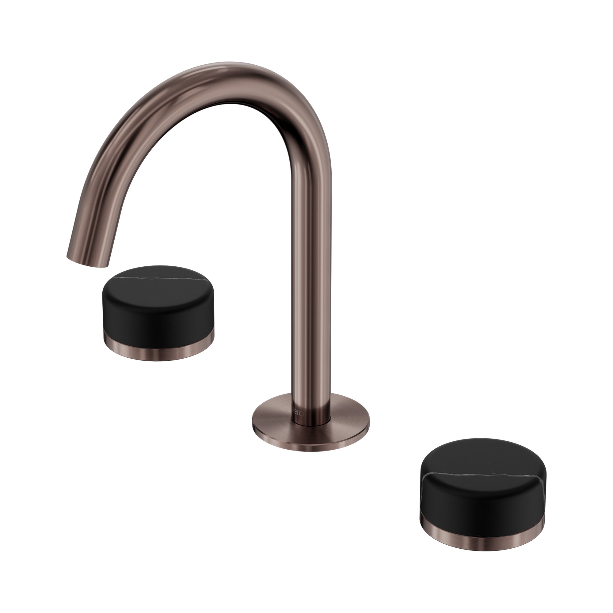 Nero Serenity Basin Set Arc Spout With Marquina Black Handle, Brushed Bronze