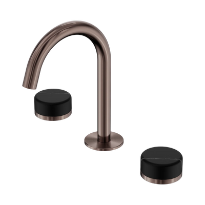 Nero Serenity Basin Set Arc Spout With Marquina Black Handle, Brushed Bronze
