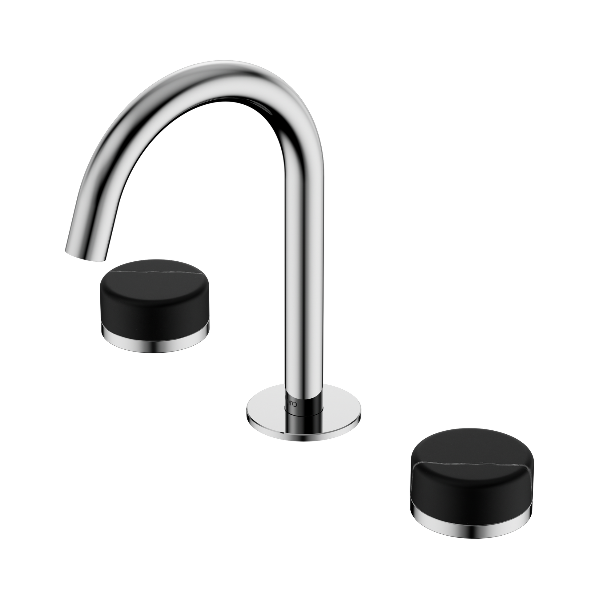Nero Serenity Basin Set Arc Spout With Marquina Black Handle, Chrome
