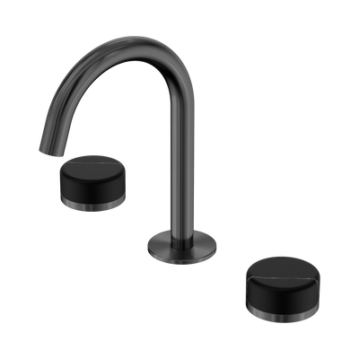 Nero Serenity Basin Set Arc Spout With Marquina Black Handle, Gun Metal