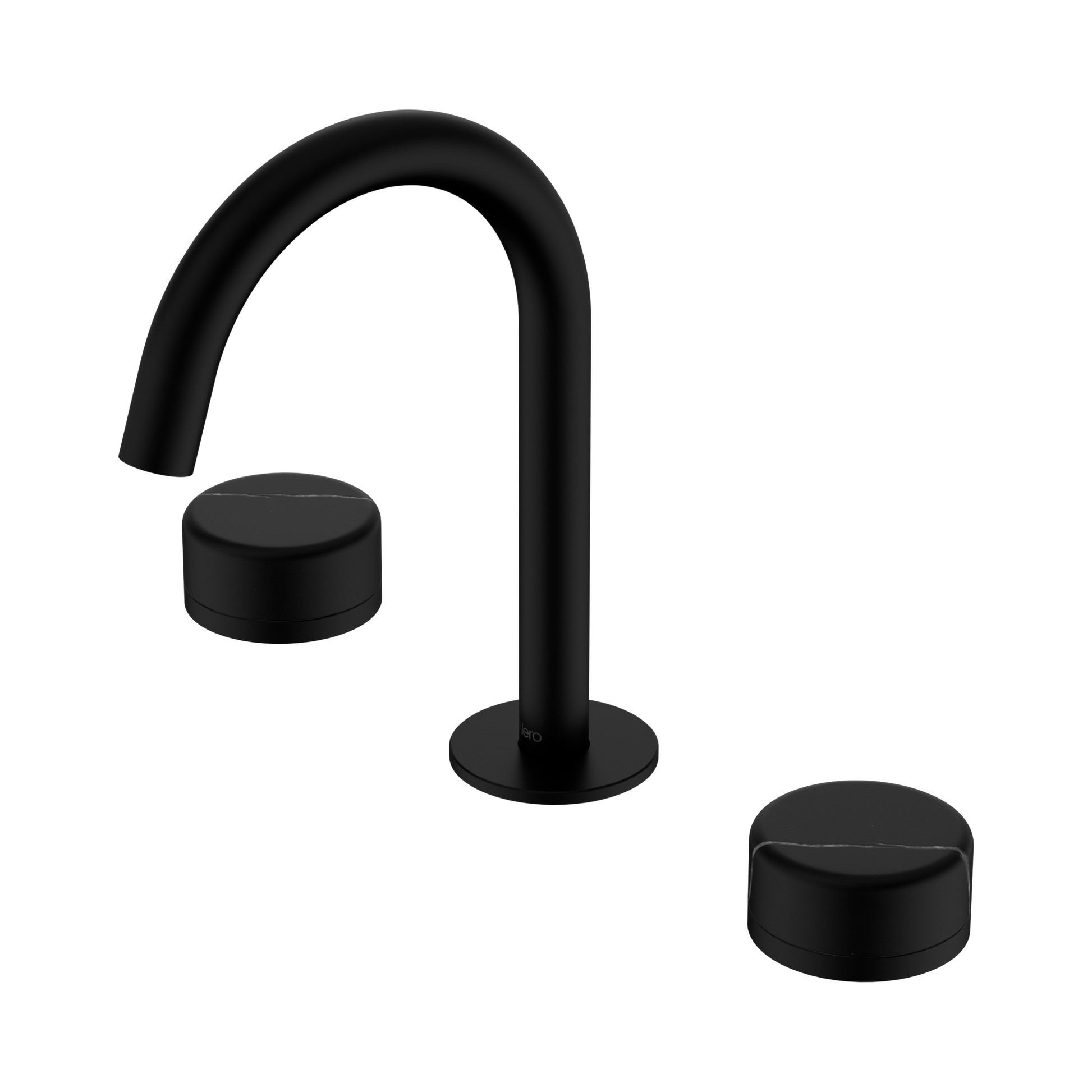 Nero Serenity Basin Set Arc Spout With Marquina Black Handle, Matte Black
