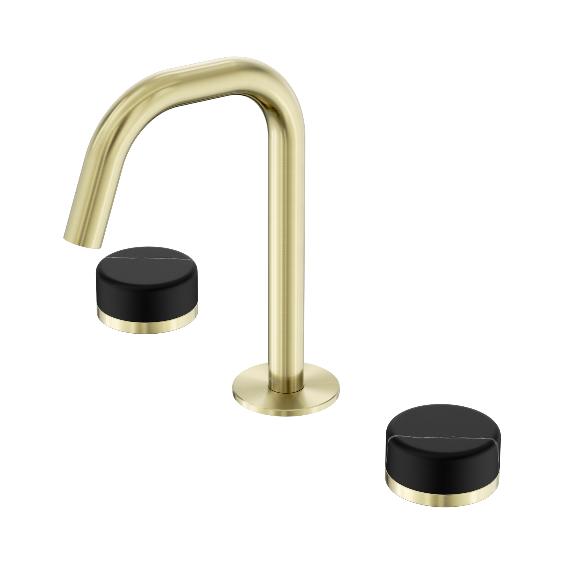 Nero Serenity Basin Set Edge Spout With Marquina Black Handle, Brushed Gold