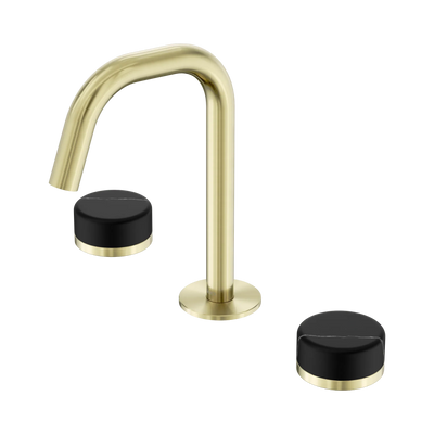 Nero Serenity Basin Set Edge Spout With Marquina Black Handle, Brushed Gold