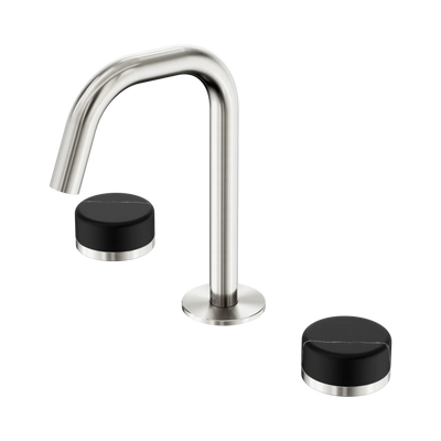 Nero Serenity Basin Set Edge Spout With Marquina Black Handle, Brushed Nickel