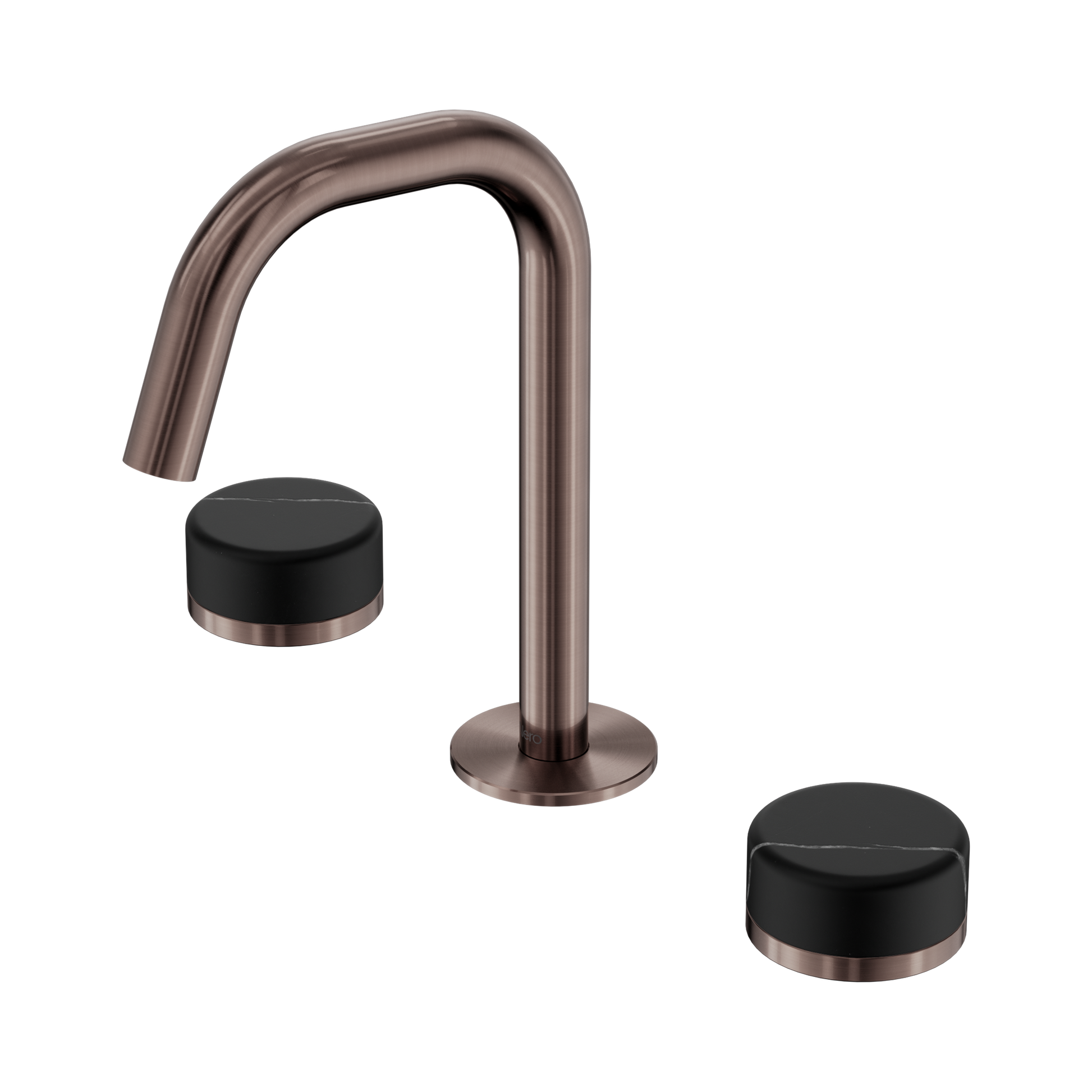 Nero Serenity Basin Set Edge Spout With Marquina Black Handle, Brushed Bronze