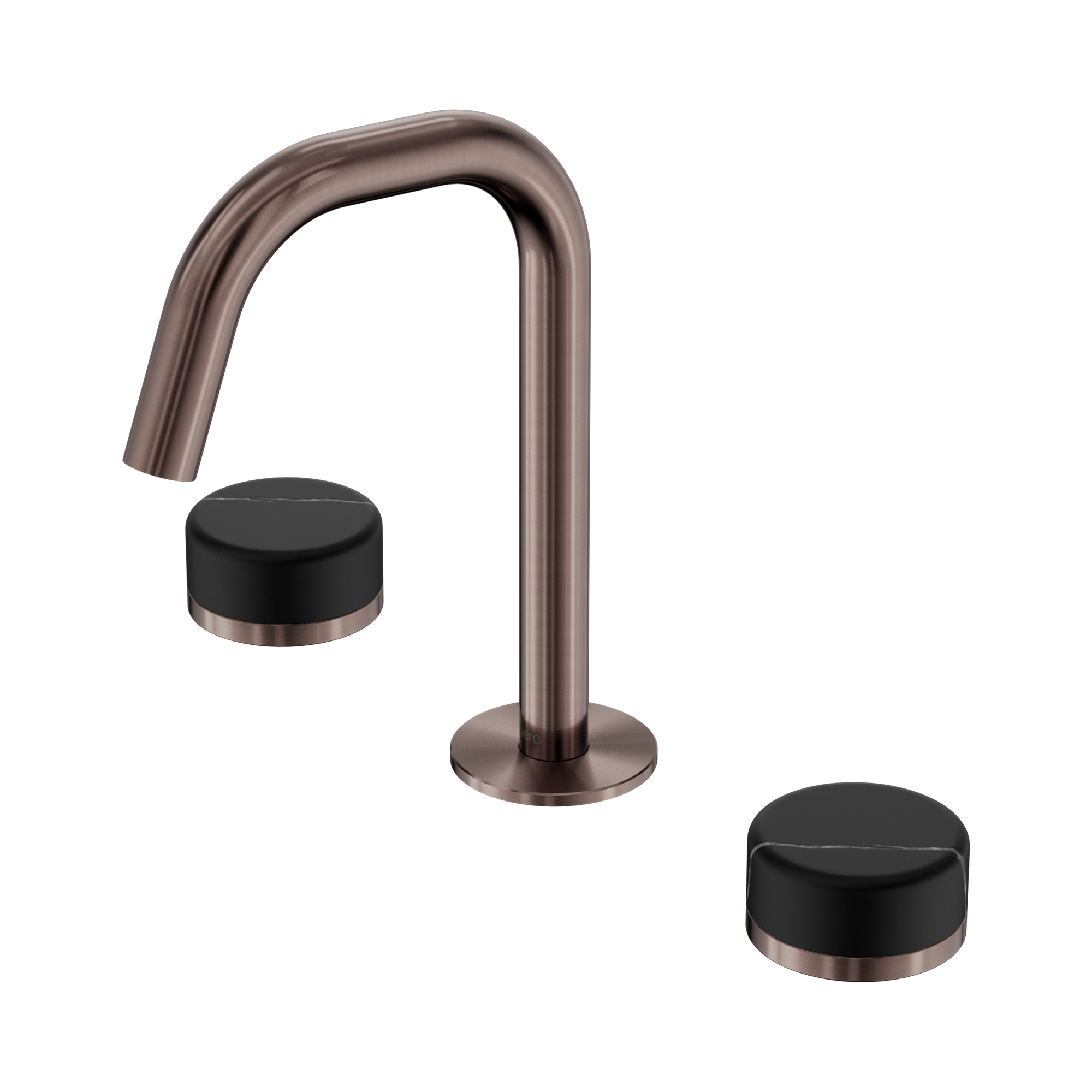 Nero Serenity Basin Set Edge Spout With Marquina Black Handle, Brushed Bronze