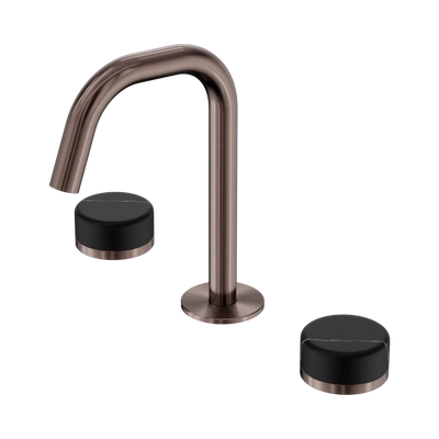 Nero Serenity Basin Set Edge Spout With Marquina Black Handle, Brushed Bronze