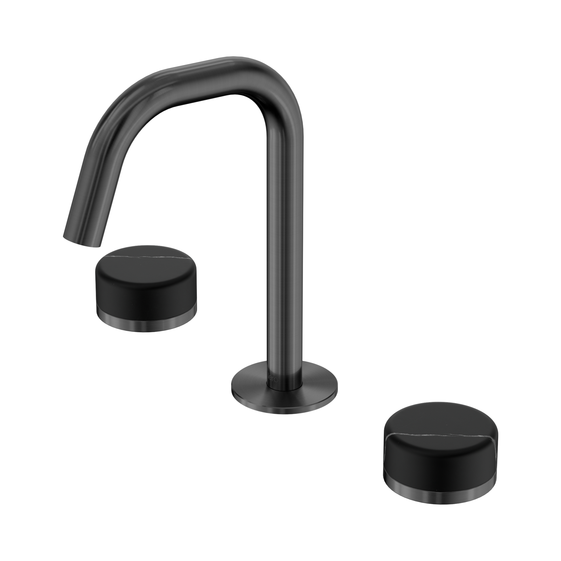 Nero Serenity Basin Set Edge Spout With Marquina Black Handle, Gun Metal