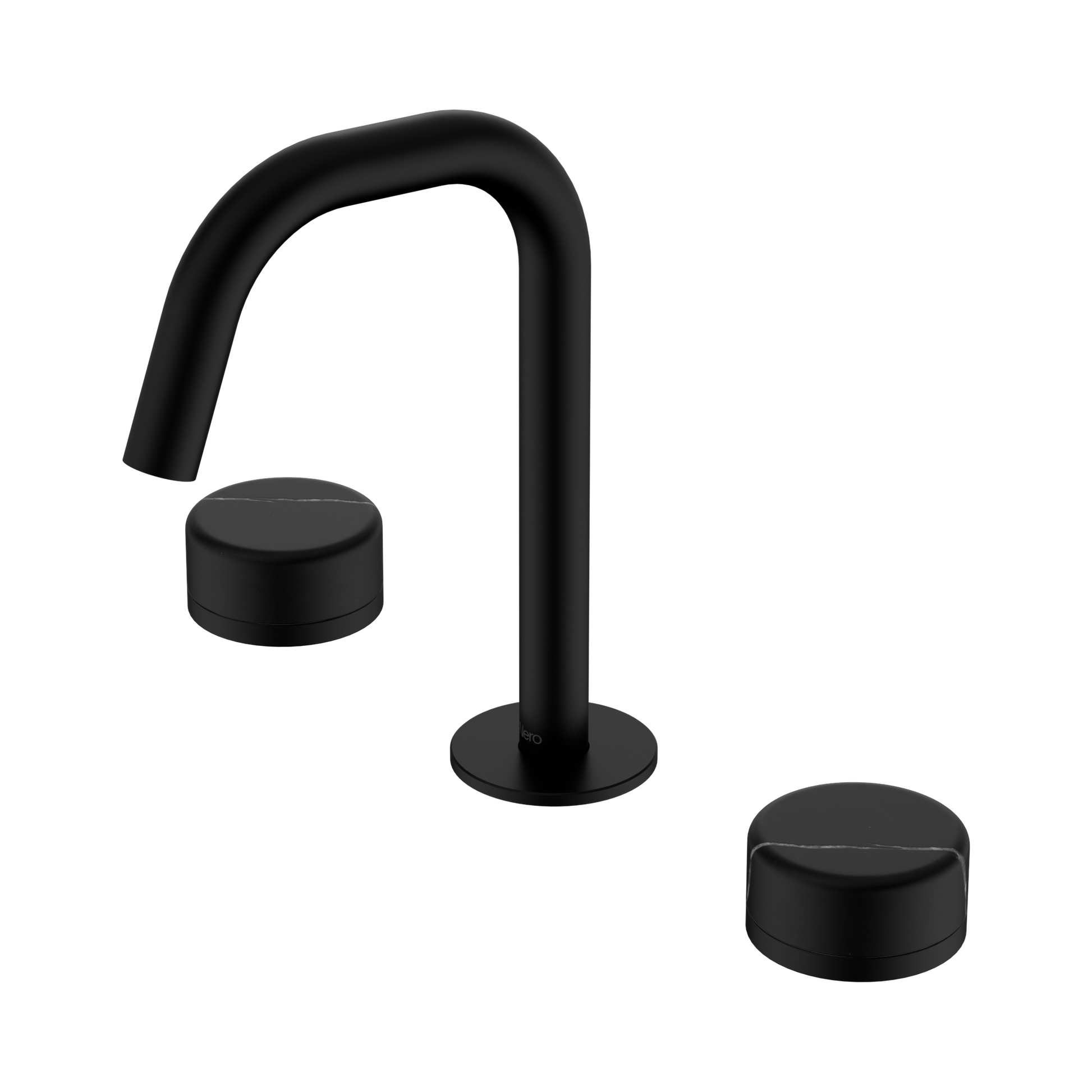 Nero Serenity Basin Set Edge Spout With Marquina Black Handle, Matte Black