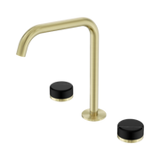 Nero Serenity Bath/Kitchen Set Edge Spout With Marquina Black Handle, Brushed Gold